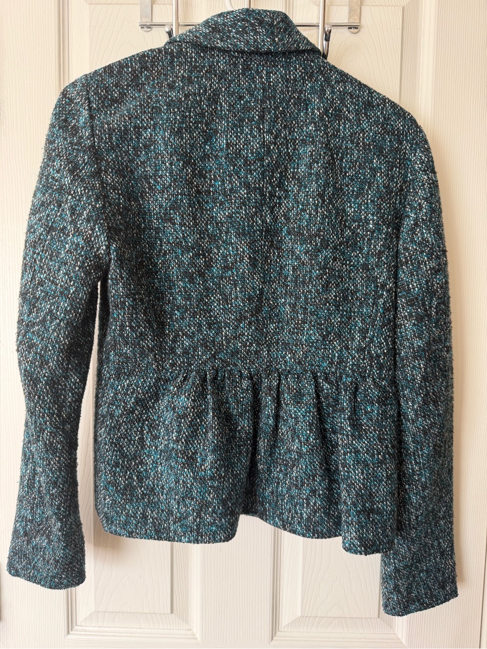 LOFT Teal-Black Tweed Peplum Blazer - Picture 3 of 3